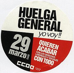 Botón de apoyo a la huelga general española de 2012
