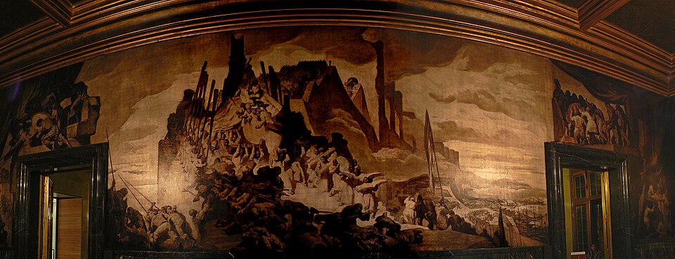 Detalle de los murales pictóricos de Sert en el Salón de las Crónicas