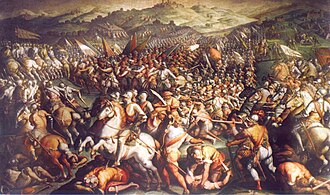 Batalla de Marciano en 1554 retratada en el Palazzo Vecchio de Florencia