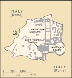 Mapa detallado de la Ciudad del Vaticano y sus límites geográficos.