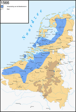 Mapa de la extensión de la Beeldenstorm