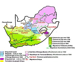 Mapa de las migraciones de los bóeres