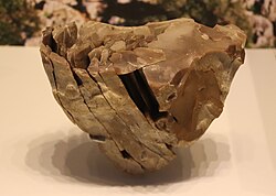 Núcleo de piedra de sílex para hacer hojas, cerca del 40000 BP
