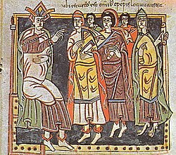Representación de Recaredo y Obispos en el Concilio III de Toledo