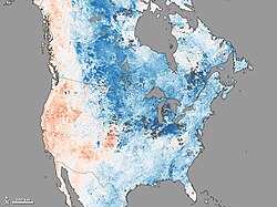 Mapa de anomalías térmicas en América del Norte