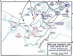 Mapa de las maniobras militares en Kut