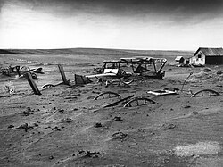 Paisaje rural afectado en Dakota del Sur, 1936