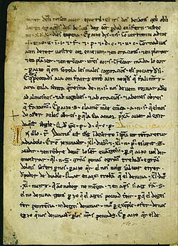 Fragmento del manuscrito que contiene las Homilías de Organyà