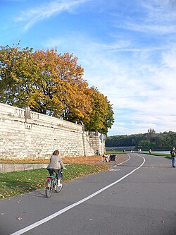 Señalización de la EuroVelo 4 en Cracovia