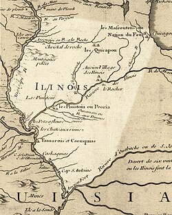 Mapa de Luisiana y el río Misisipi de 1718
