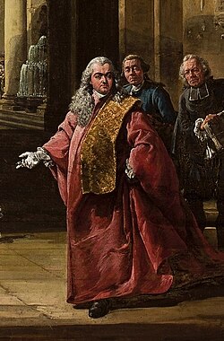 Autorretrato como embajador de Venecia, detalle de Bernardo Bellotto