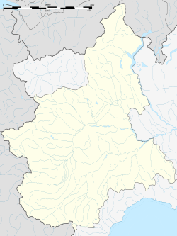 Mapa de la región del Piamonte resaltando la posición de Novara