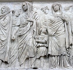 Detalle de Agripa en un relieve del Ara Pacis en Roma