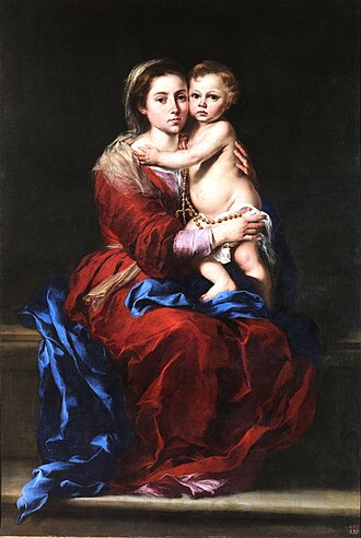 Representación artística de la Virgen y el Niño por Bartolomé Esteban Murillo