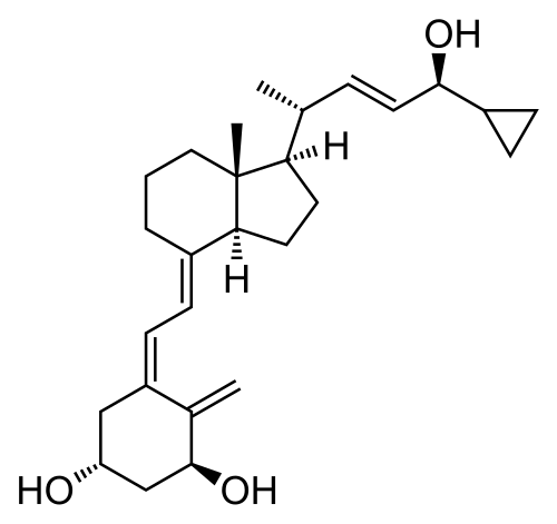 Estructura química del calcipotriol, análogo sintético de la vitamina D.