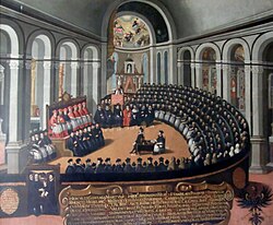 Representación de una sesión del Concilio de Trento