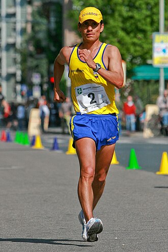 Jefferson Pérez compitiendo en la Copa del Mundo de Marcha Atlética de 2004 en Naumburgo