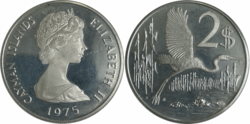 Moneda no circulante de dos dólares caimaneses de plata