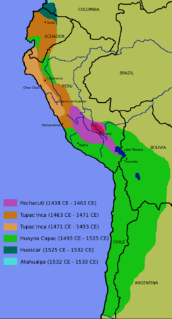 Expansión del Imperio incaico entre 1438 y 1525