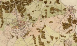 Mapa del trayecto prusiano entre Wavre y Waterloo.