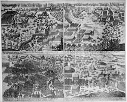 Grabado de época de la batalla