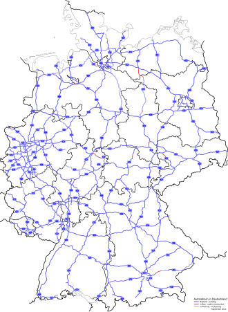 Mapa de la red de autopistas de Alemania