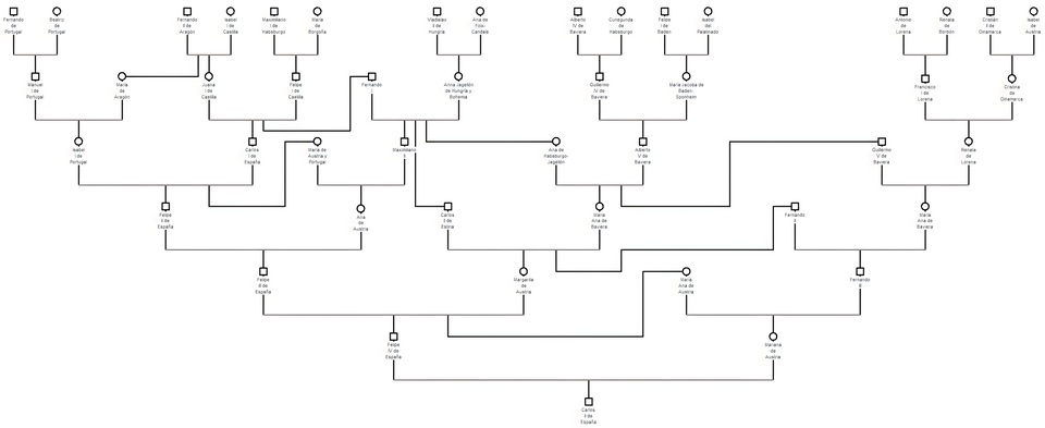 Árbol genealógico simplificado de Carlos II de España