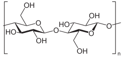 Moléculas de glucosa encadenadas en la celulosa