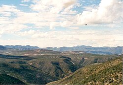 Paisaje montañoso de la Mixteca cerca de Nativitas Monte Verde en Oaxaca