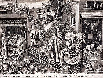 Grabado de la Prudencia según Pieter Bruegel el Viejo