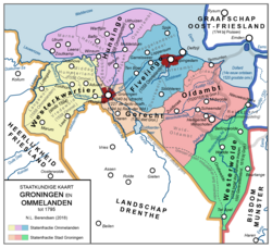 Mapa de Ommelanden en el norte de Groninga.