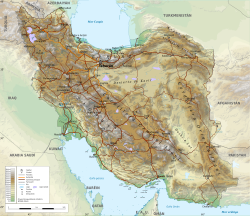 Mapa topográfico de Irán