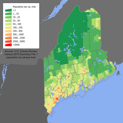 Mapa de distribución y densidad poblacional en Maine