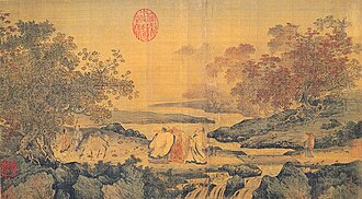 Pintura de la dinastía Song que representa a un budista, un taoísta y un confuciano
