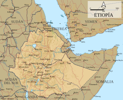 Mapa físico de Etiopía
