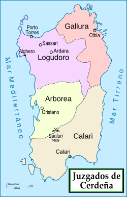 Los cuatro juzgados sardos históricos