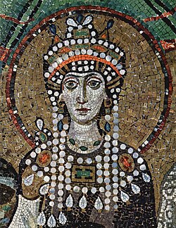 Detalle del rostro de la emperatriz Teodora en los mosaicos