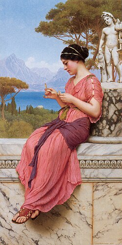 La carta de amor de John William Godward, ejemplo de ambientación clásica en la pintura.