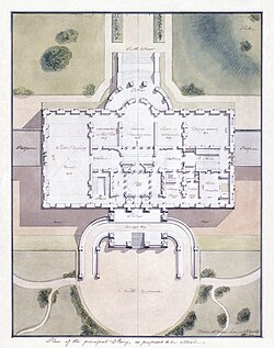 Planta del piso principal de la Casa Blanca por Benjamin Henry Latrobe