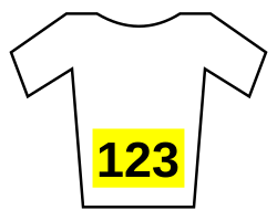 Ejemplo visual del dorsal distintivo utilizado en la Vuelta a España
