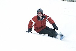 Practicante de snowboard alpino