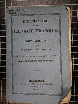 Diccionario de una lengua franca basada en el francés