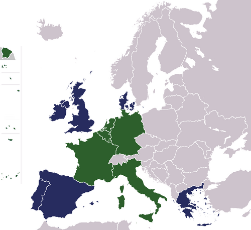 Mapa de los países miembros de la CEE