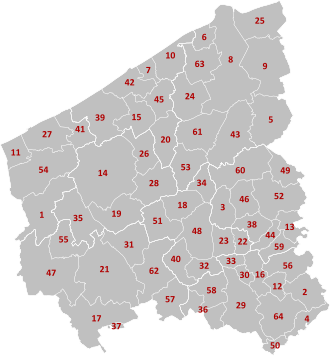 Listado numérico de los municipios de la provincia