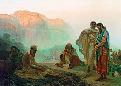 Pintura al óleo titulada Job y sus amigos creada por Ilya Repin