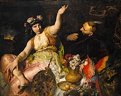 Representación de Scheherezade y Shahriar por Ferdinand Keller en 1880