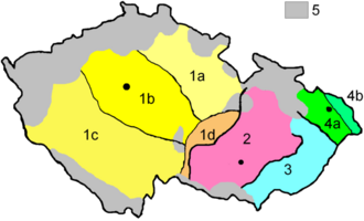 Mapa de dialectos del checo y el moravo