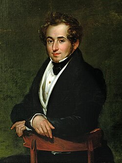 Retrato en placa de Vincenzo Bellini con información biográfica
