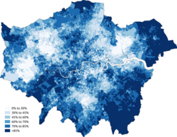 Representación de población blanca en Londres