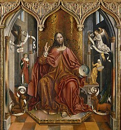 Cristo bendiciendo, óleo y temple sobre tabla de pino.